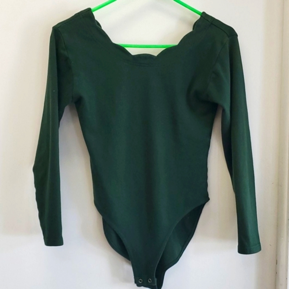 Dark green vintage long sleeve bodysuit